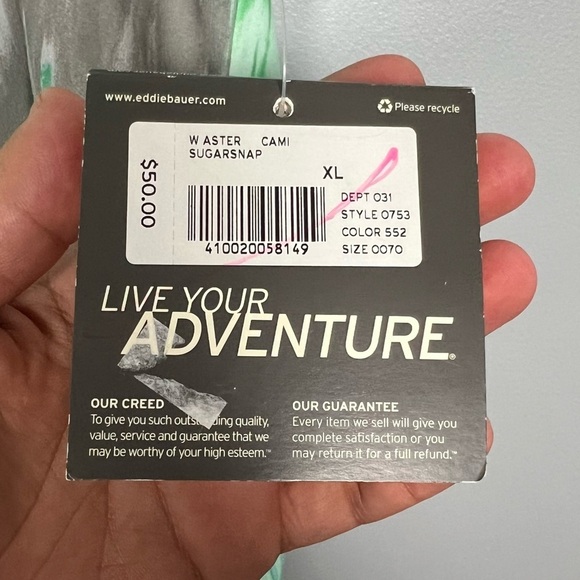 Eddie Bauer Tank Top Travex Aster Cami Sugarsnap Workout FreeDry UPF - Picture 3 of 4